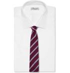Turnbull & Asser - 8cm Striped Silk and Cotton-Blend Jacquard Tie - Burgundy