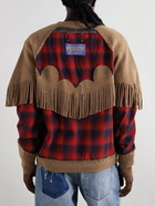 Maison Margiela - Pendleton Fringed Panelled Checked Wool Cardigan - Red