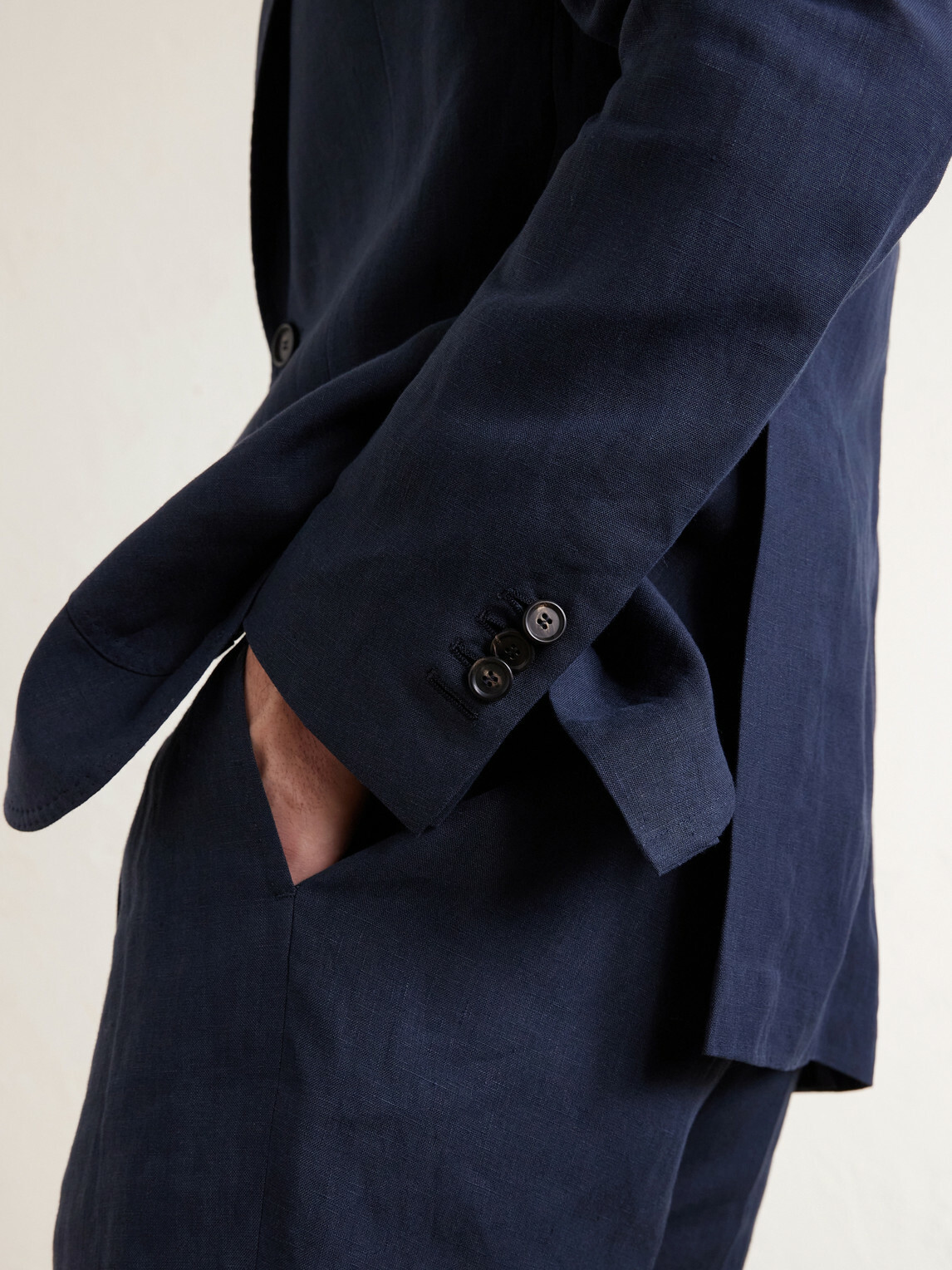 De Petrillo - Linen Single-Breasted Blazer - Blue