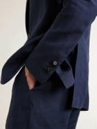De Petrillo - Linen Single-Breasted Blazer - Blue