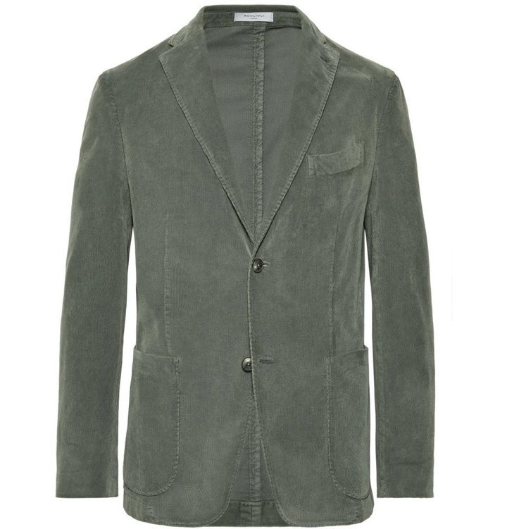 Photo: Boglioli - Grey-Green Slim-Fit Stretch-Cotton Corduroy Blazer - Men - Gray green