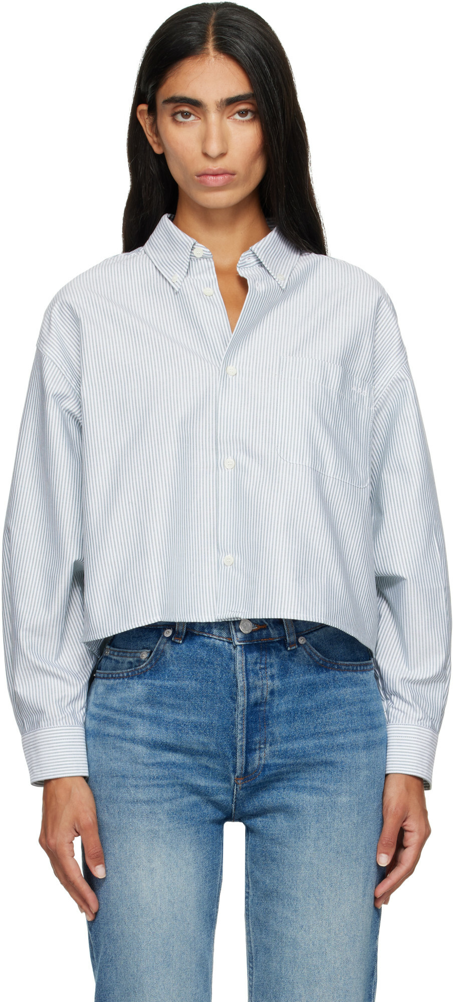 A.P.C. Khaki & White Sophia Button Down Shirt