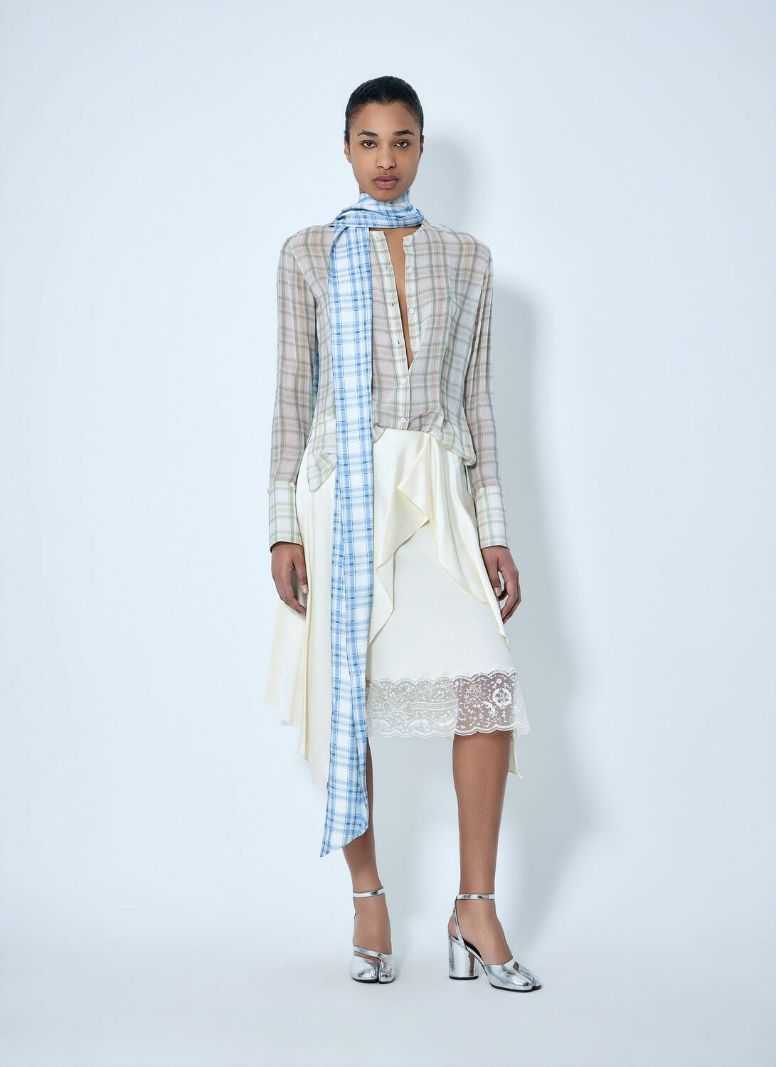 Acne Studios Asymmetric Lace-Trim Skirt