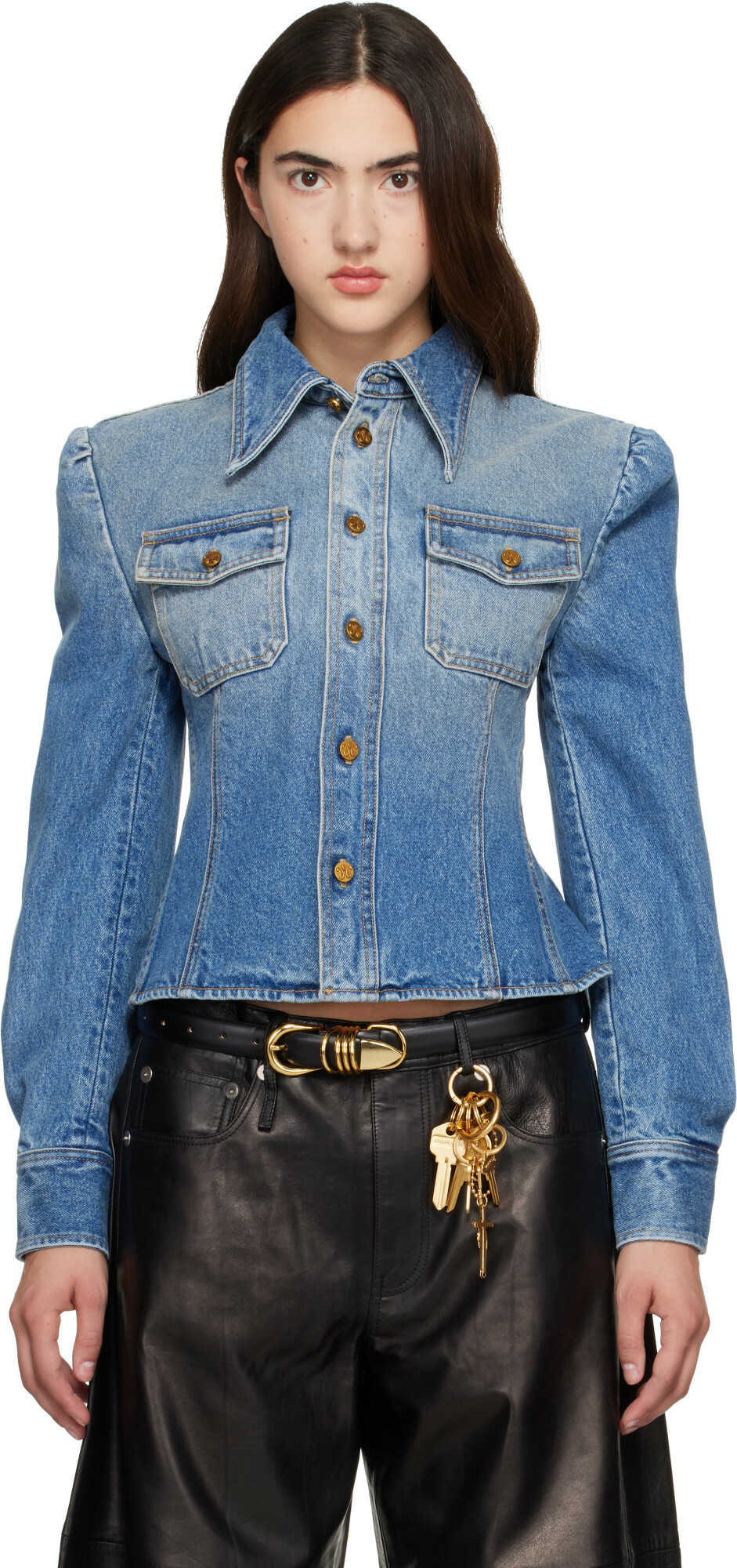 WILLY CHAVARRIA Blue LS Denim Chavela Shirt