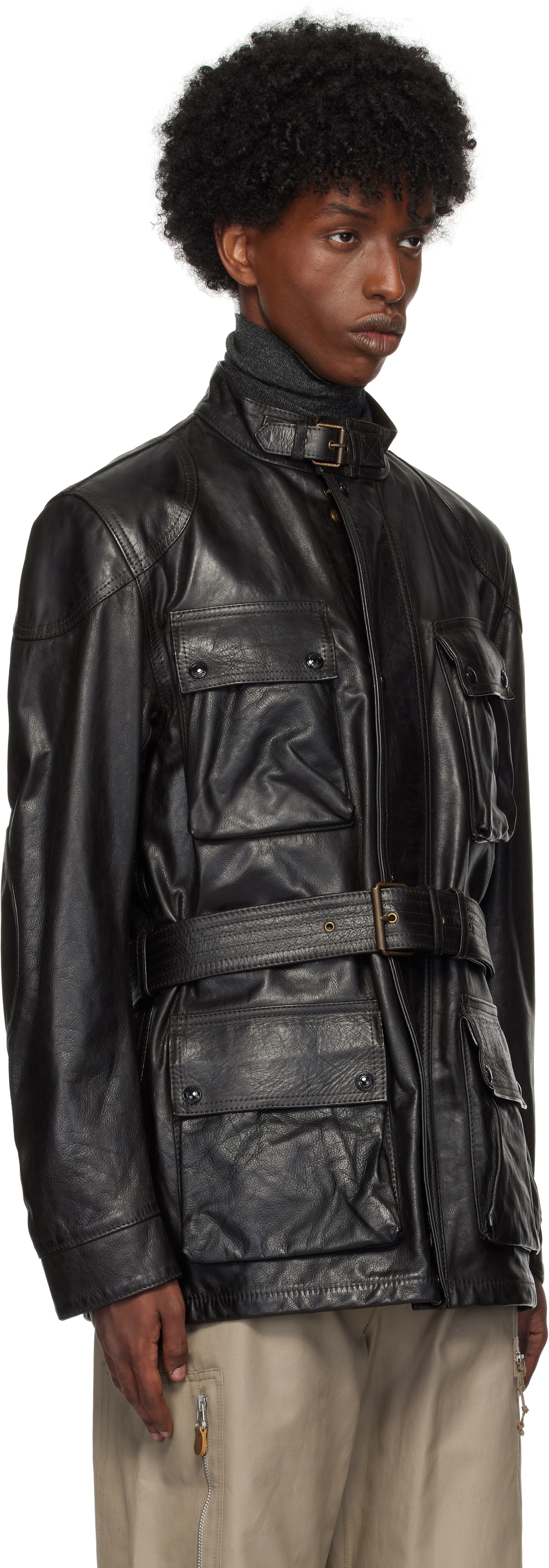 Belstaff Black Legacy Trailmaster Panther Leather Jacket