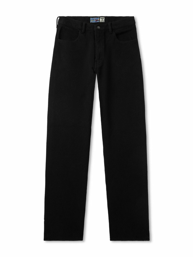 Photo: Blue Blue Japan - Sashiko Straight-Leg Textured-Cotton Trousers - Black