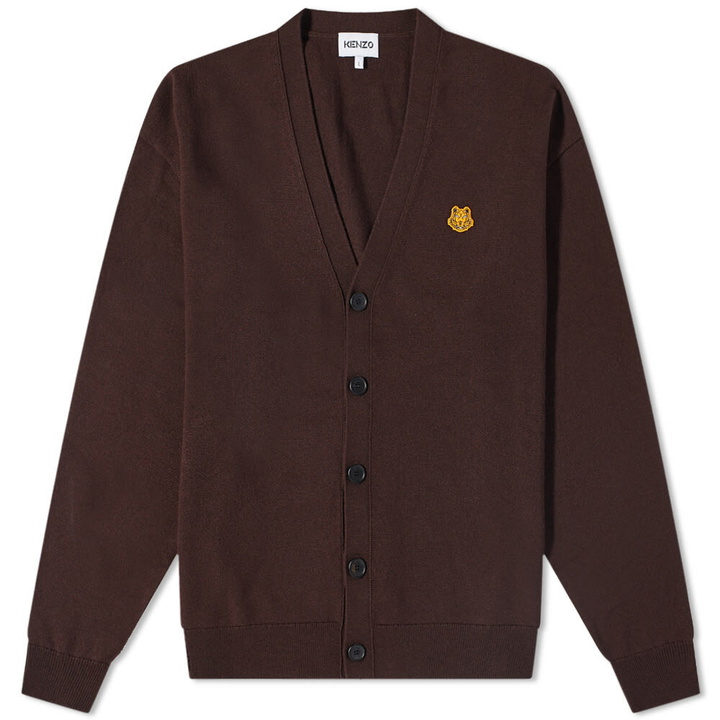 Photo: Kenzo Men's Tiger Crest Knit Cardigan in Moroccan Brown