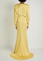 Stella Mccartney Draped Satin Gown Yellow