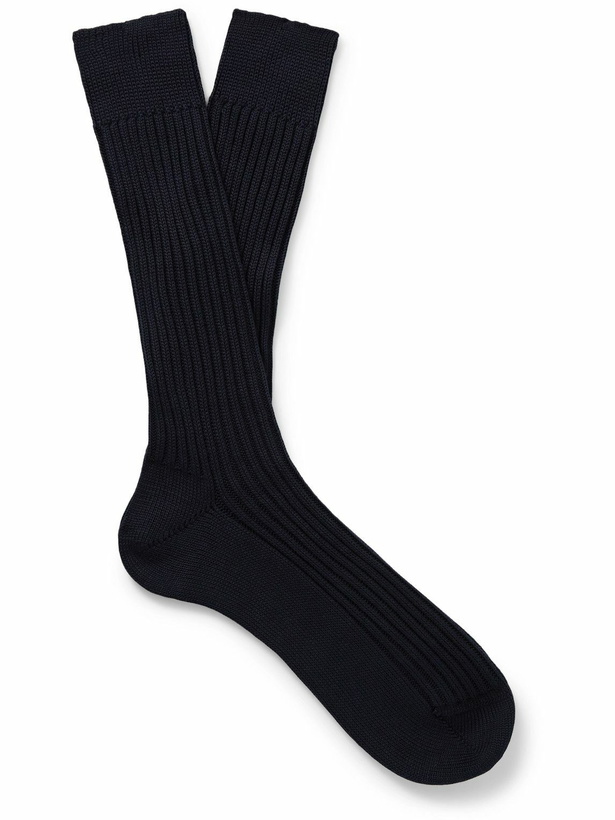 Photo: TOM FORD - Ribbed Cotton Socks - Blue