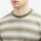 Norse Projects Men's Johannes Spaced Stripe T-Shirt in Sediment Green