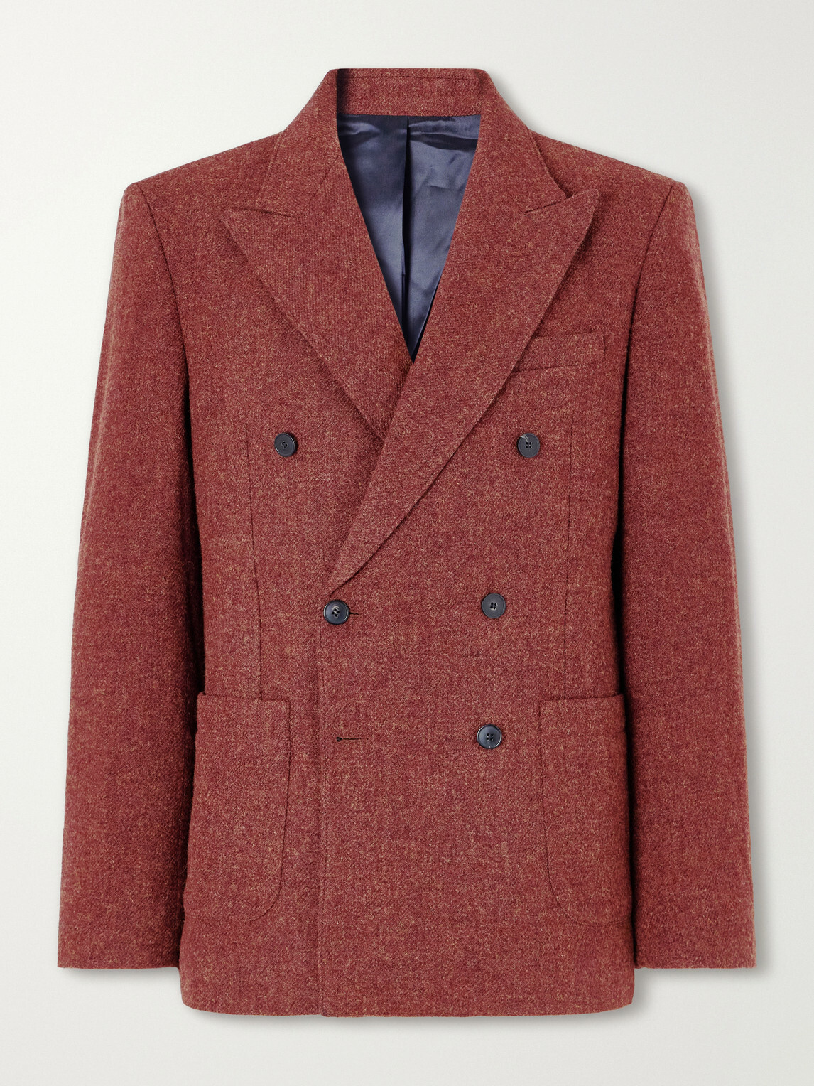 Portuguese Flannel - Double-Breasted Wool-Tweed Blazer - Red
