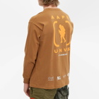Men's AAPE Long Sleeve UNVS T-Shirt in Light Brown