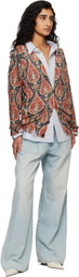 R13 Blue Wide Leg Damon Pleated Jeans