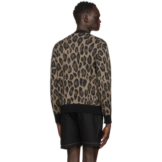 Second/Layer Brown and Black Mohair Leopard Cardigan Second