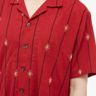 Karu Research Men's Hand Embroidered Vacation Shirt in Maroon/Black/Red