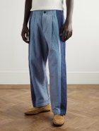 Kardo - Taka Straight-Leg Embroidered Cotton Trousers - Blue