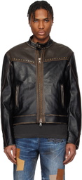 Andersson Bell SSENSE Exclusive Brown & Black Vintage Biker Leather Jacket