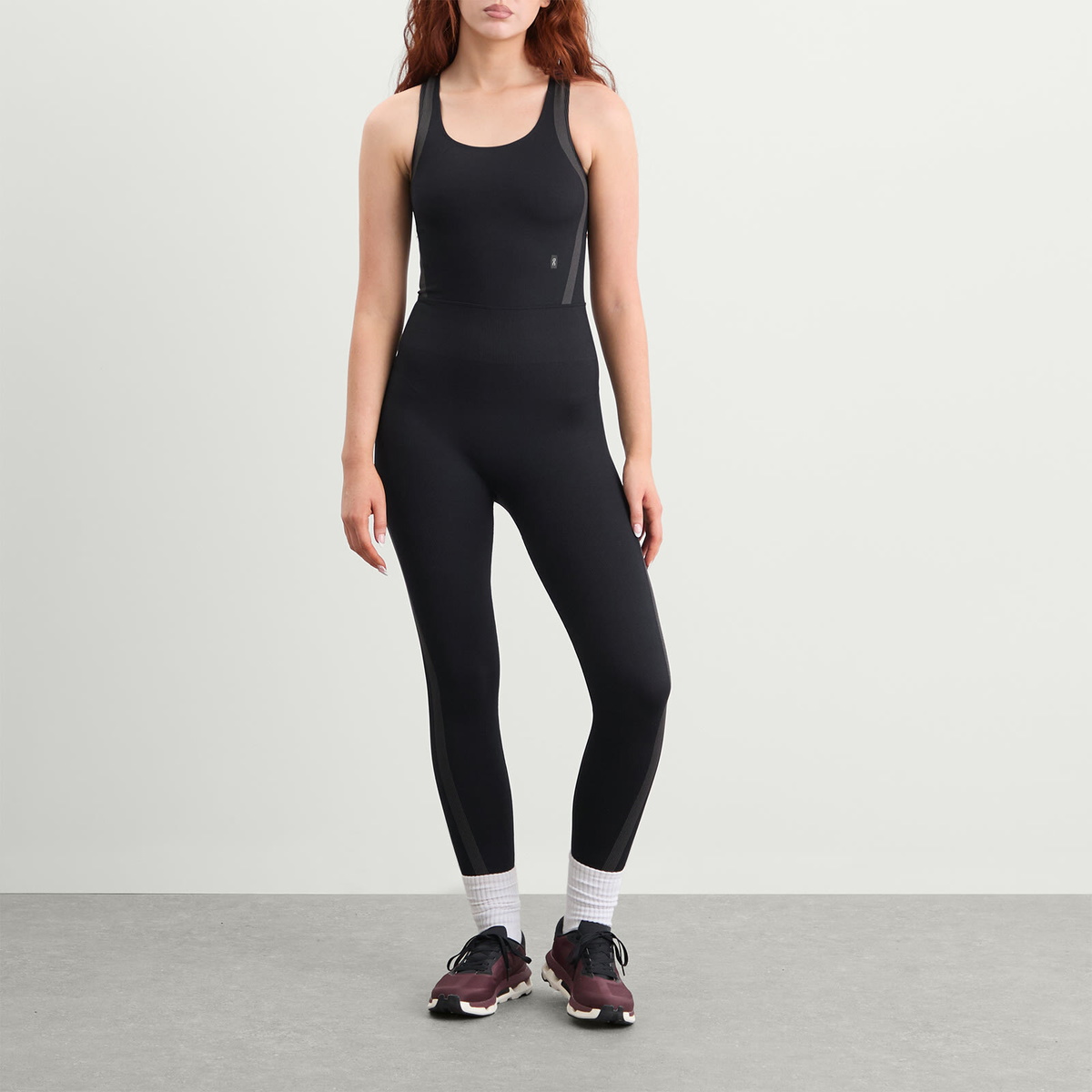 ON Women's Studio Knit Bodysuit 7/8 in Black/Eclipse
