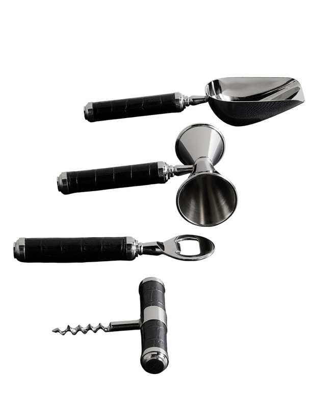 Photo: Ralph Lauren Home - Wells Stainless Steel and Croc-Effect Leather Bar Tool Set
