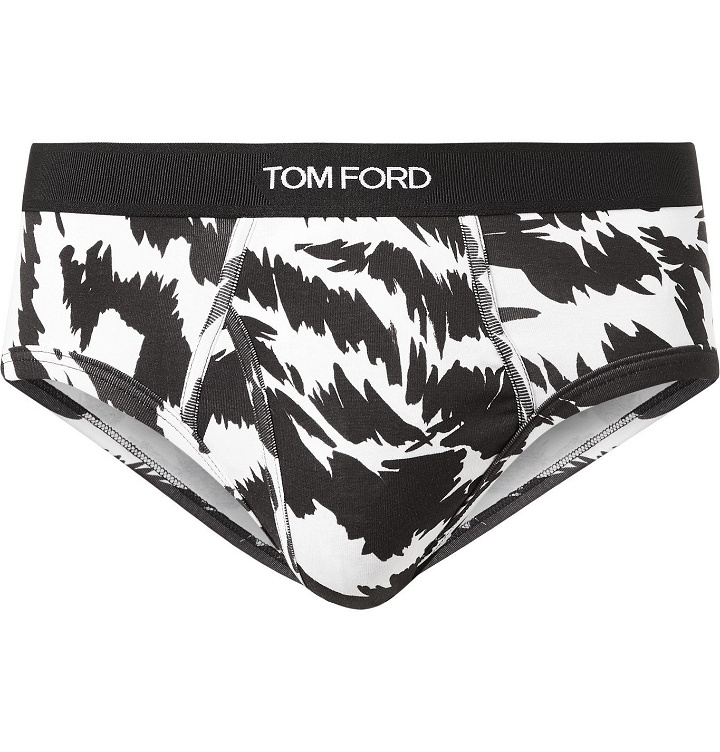 Photo: TOM FORD - Zebra-Print Stretch-Cotton Briefs - White