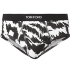 TOM FORD - Zebra-Print Stretch-Cotton Briefs - White