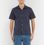 Officine Generale - Slim-Fit Printed Cotton Shirt - Men - Navy