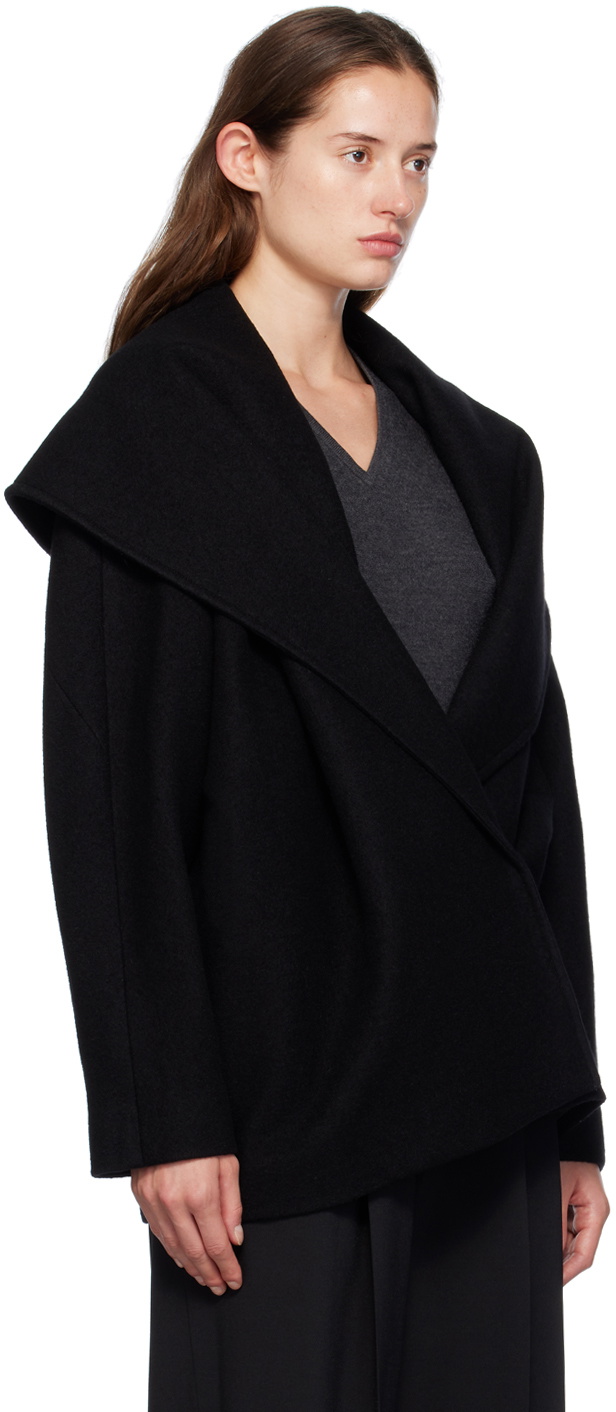 GIA STUDIOS Black Shawl Wool Jacket