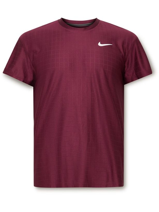 Photo: Nike Tennis - NikeCourt Advantage Recycled Dri-FIT Tennis T-Shirt - Burgundy