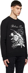 Balmain Black Flower Print Sweatshirt