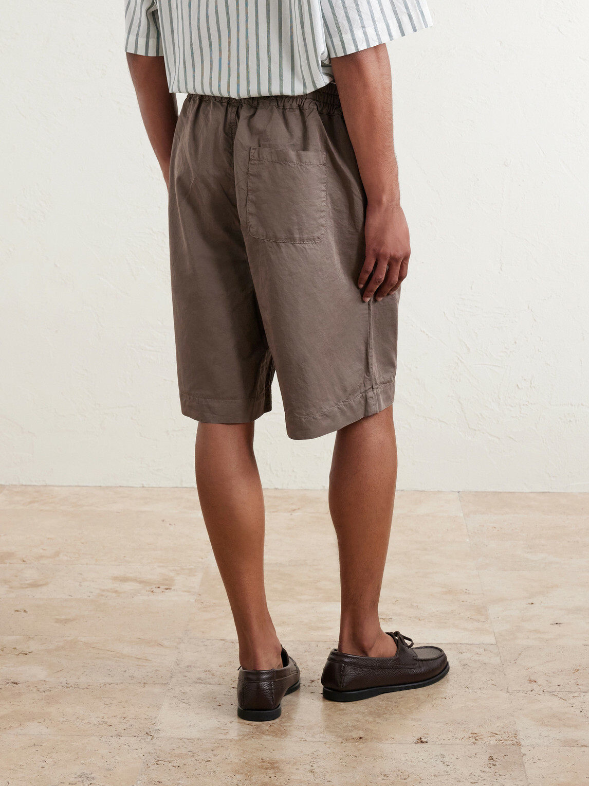 A Kind Of Guise - Saleh Straight-Leg Cotton and Linen-Blend Drawstring Shorts - Brown