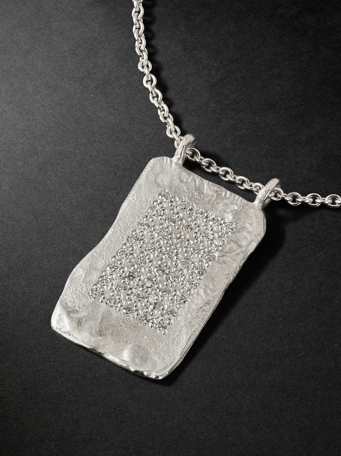 Elhanati - Palma Tag White Gold Diamond Necklace