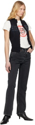 MM6 Maison Margiela Black Open Cut Printed Vest