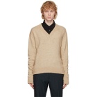 Rochas Homme Beige Wool V-Neck Sweater