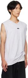 VETEMENTS Gray Oval Logo Jersey Tank Top