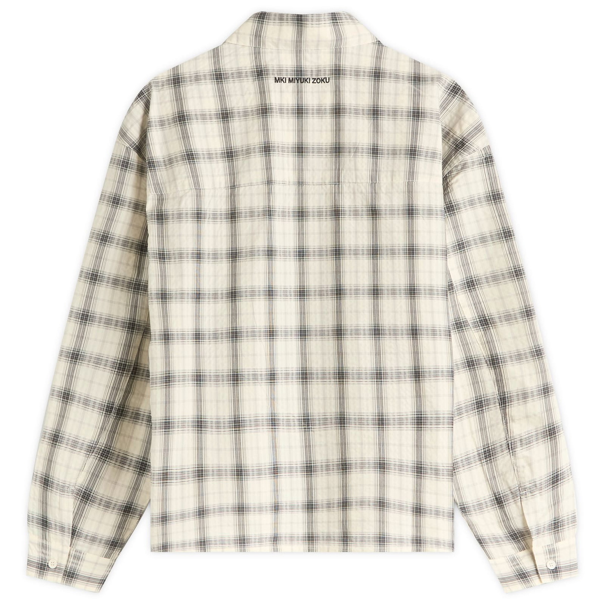 MKI Men's Box Dress Shirt in Off White Check