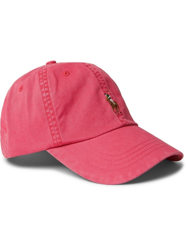 Photo: POLO RALPH LAUREN - Logo-Embroidered Stretch-Cotton Twill Baseball Cap - Red