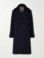 Private White V.C. - The Admiral's Great Shearling-Trimmed Merino Wool and Cashmere-Blend Coat - Blue