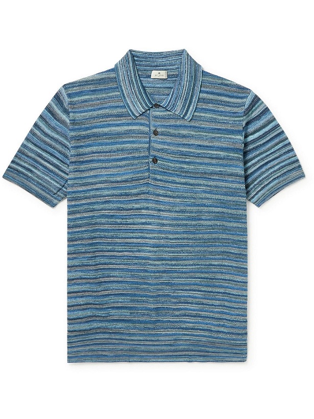 Photo: Etro - Striped Cotton Polo Shirt - Blue