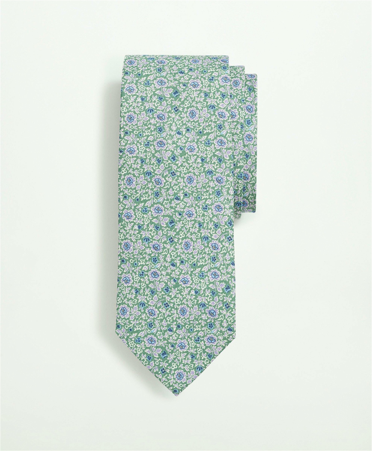 Brooks Brothers Men's Silk Twill Floral Pattern Tie | Green