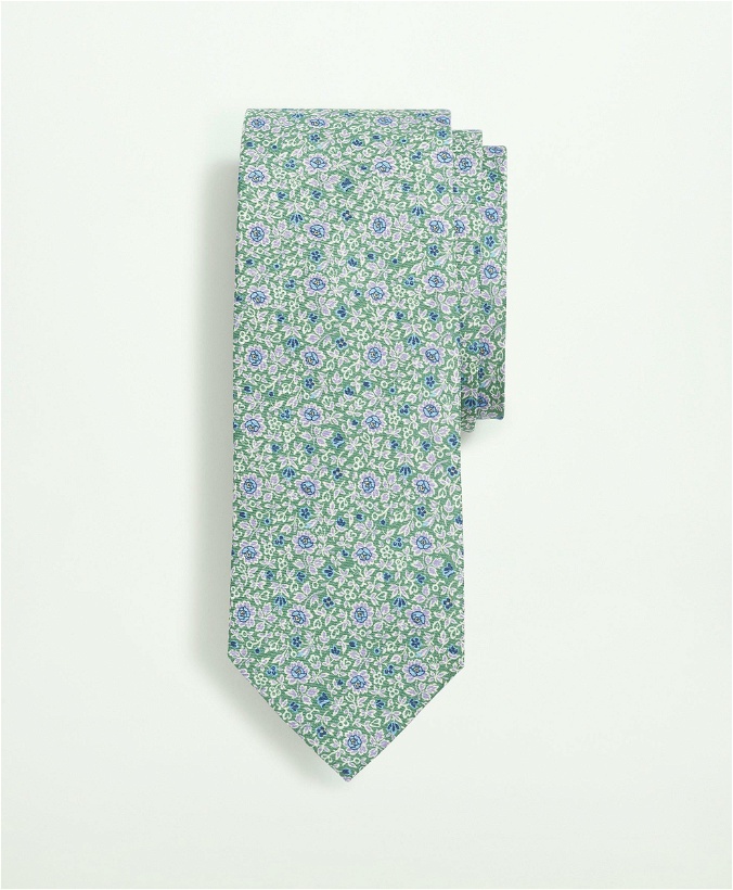 Photo: Brooks Brothers Men's Silk Twill Floral Pattern Tie | Green