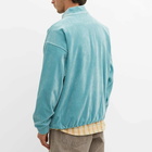 Auralee Men's Velour Quarter Zip in Light Blue