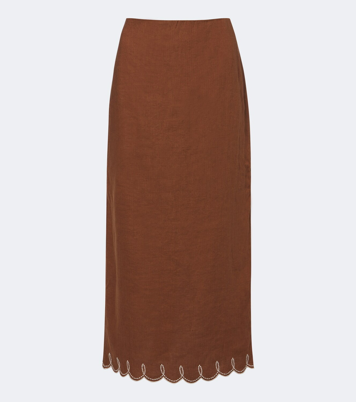 Veronica Beard Malou embroidered linen midi skirt