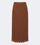 Veronica Beard Malou embroidered linen midi skirt