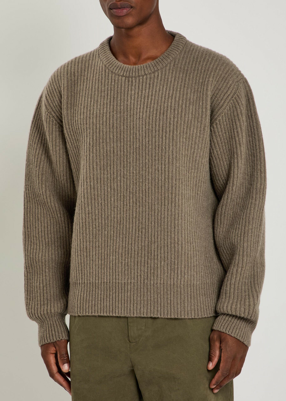 Jil Sander Ribbed-knit Wool Jumper Brown Light