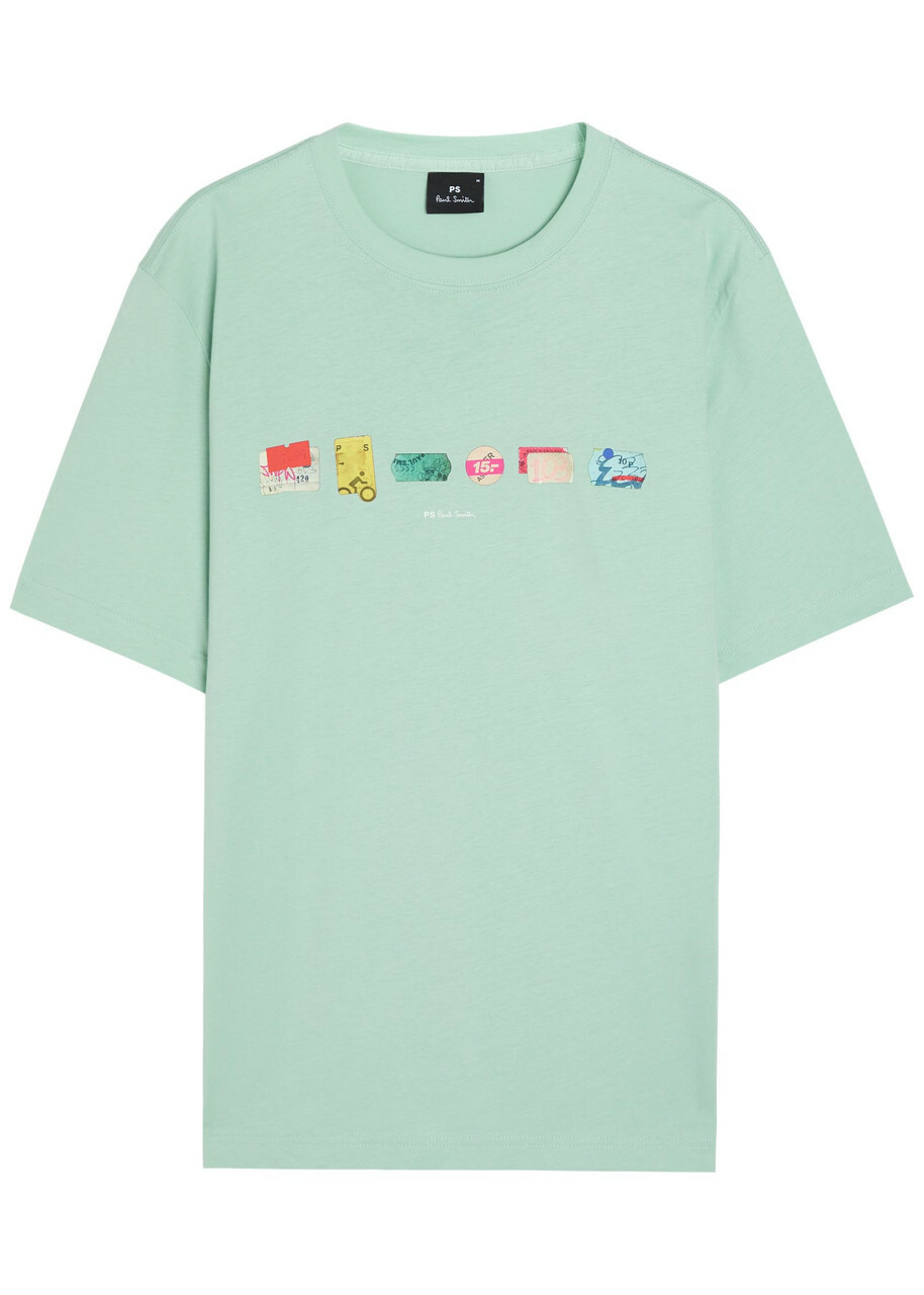 PS Paul Smith In A Row Printed Cotton T-shirt Green