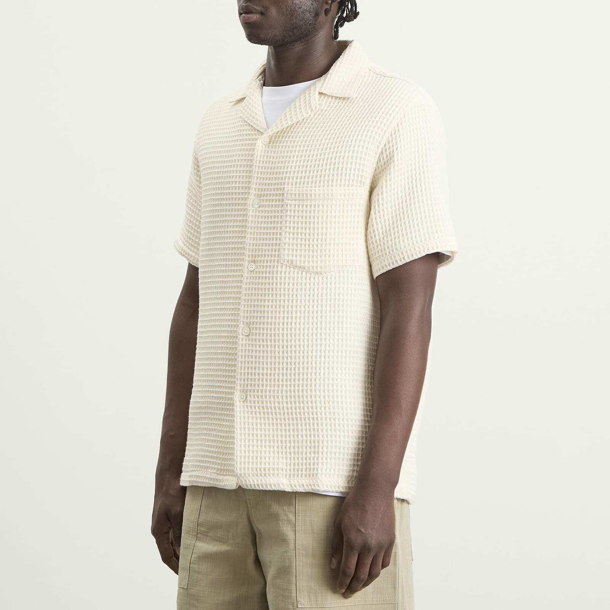Portuguese Flannel Men's Honey Comb Vacation Shirt in White