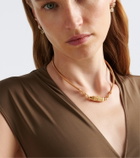 Marie Lichtenberg 18kt gold and leather pendant necklace with diamonds