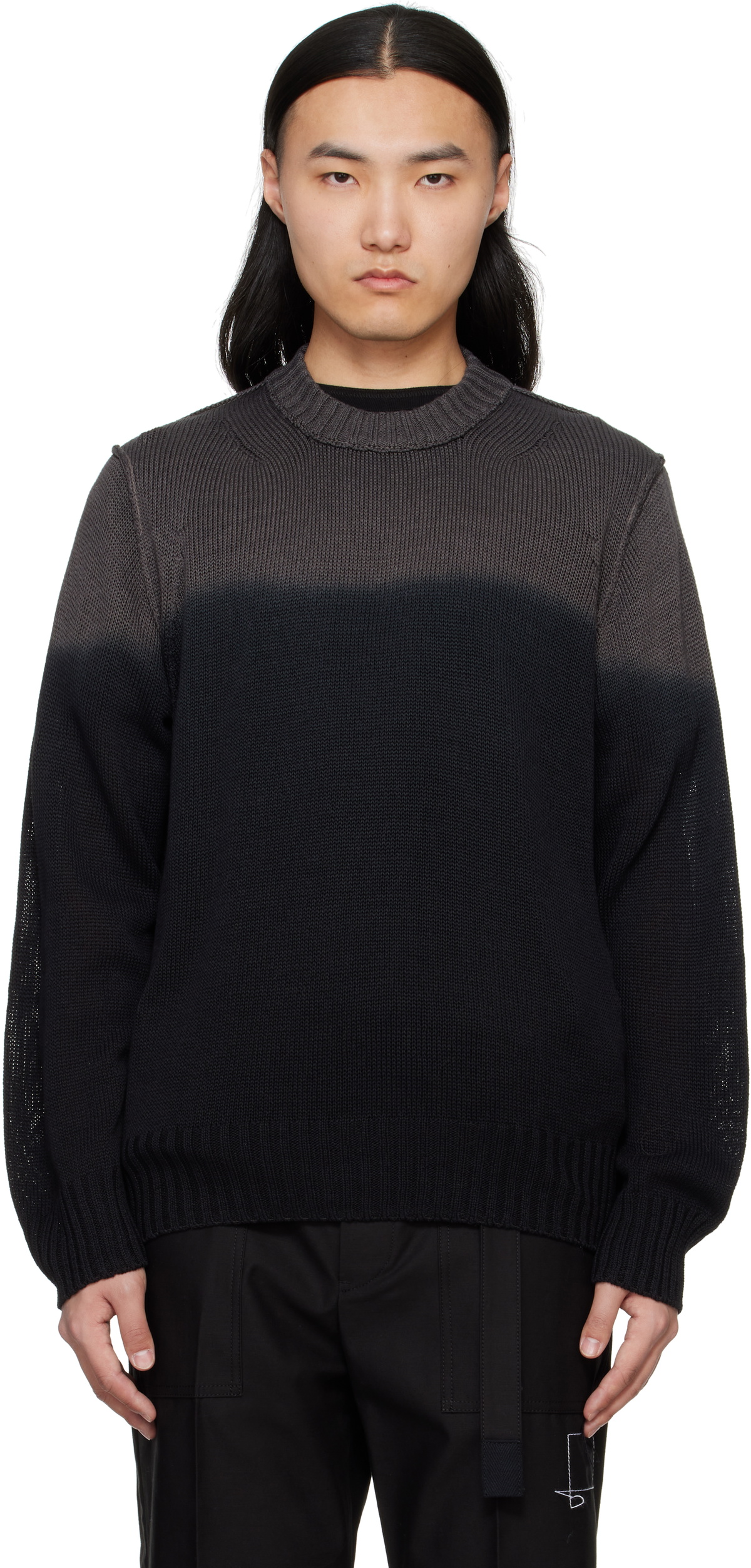 Sacai Men's Floral Jacquard Cardigan in Black/Off-White Sacai Sacai Men's Floral Jacquard Cardigan in Black/Off-White Sacai