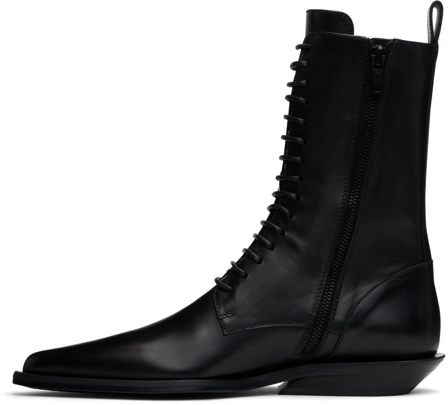 Ann Demeulemeester Black Ise Pointy Micro Heel Lace-Up Boots