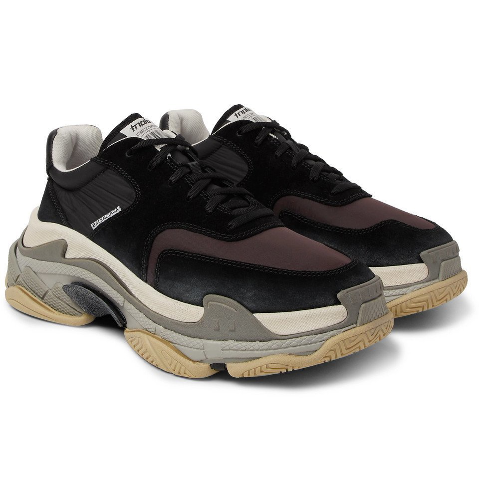 - Triple S Nylon, Mesh, Suede and Leather Sneakers - -